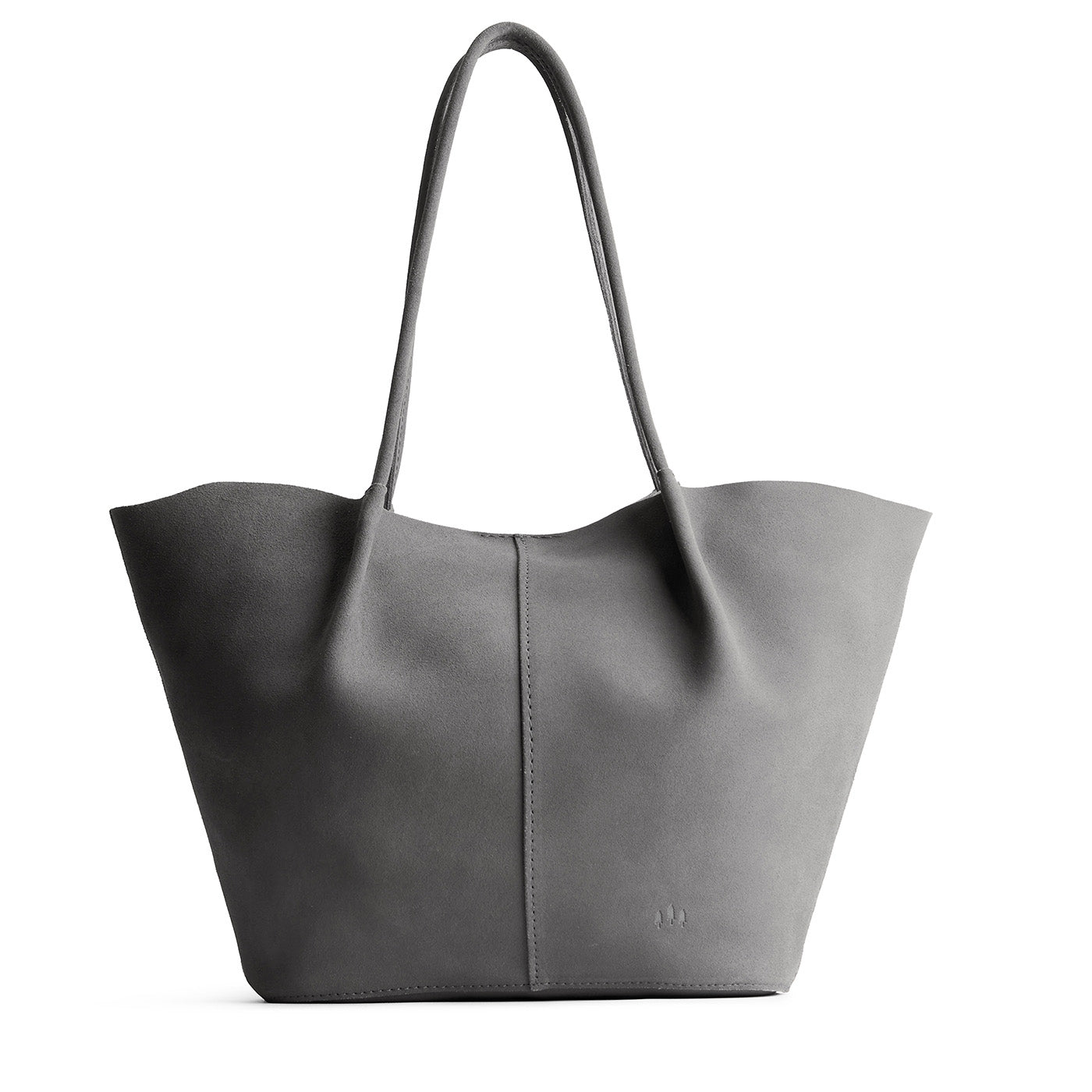 Smoke Grey*Oversized | Extra wide bucket shaped tote bag with matching leather handles