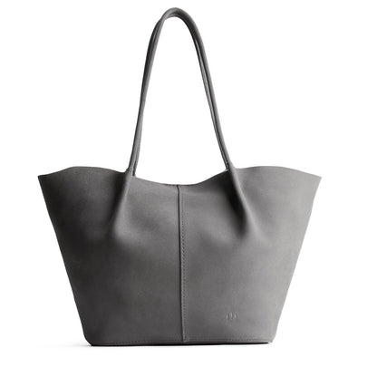 Smoke Grey*Oversized | Extra wide bucket shaped tote bag with matching leather handles