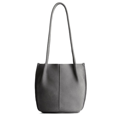 Smoke Grey*Small | Petite bucket shaped tote bag with matching leather handles