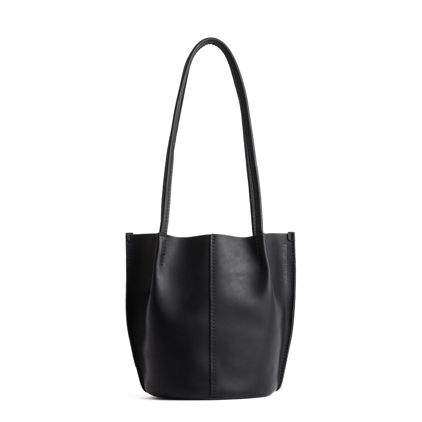 Black*Small | Petite bucket shaped tote bag with matching leather handles
