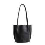 Black*Small | Petite bucket shaped tote bag with matching leather handles