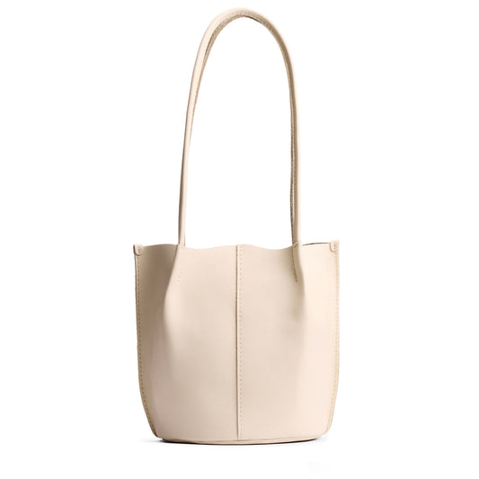 Bone*Small | Petite bucket shaped tote bag with matching leather handles