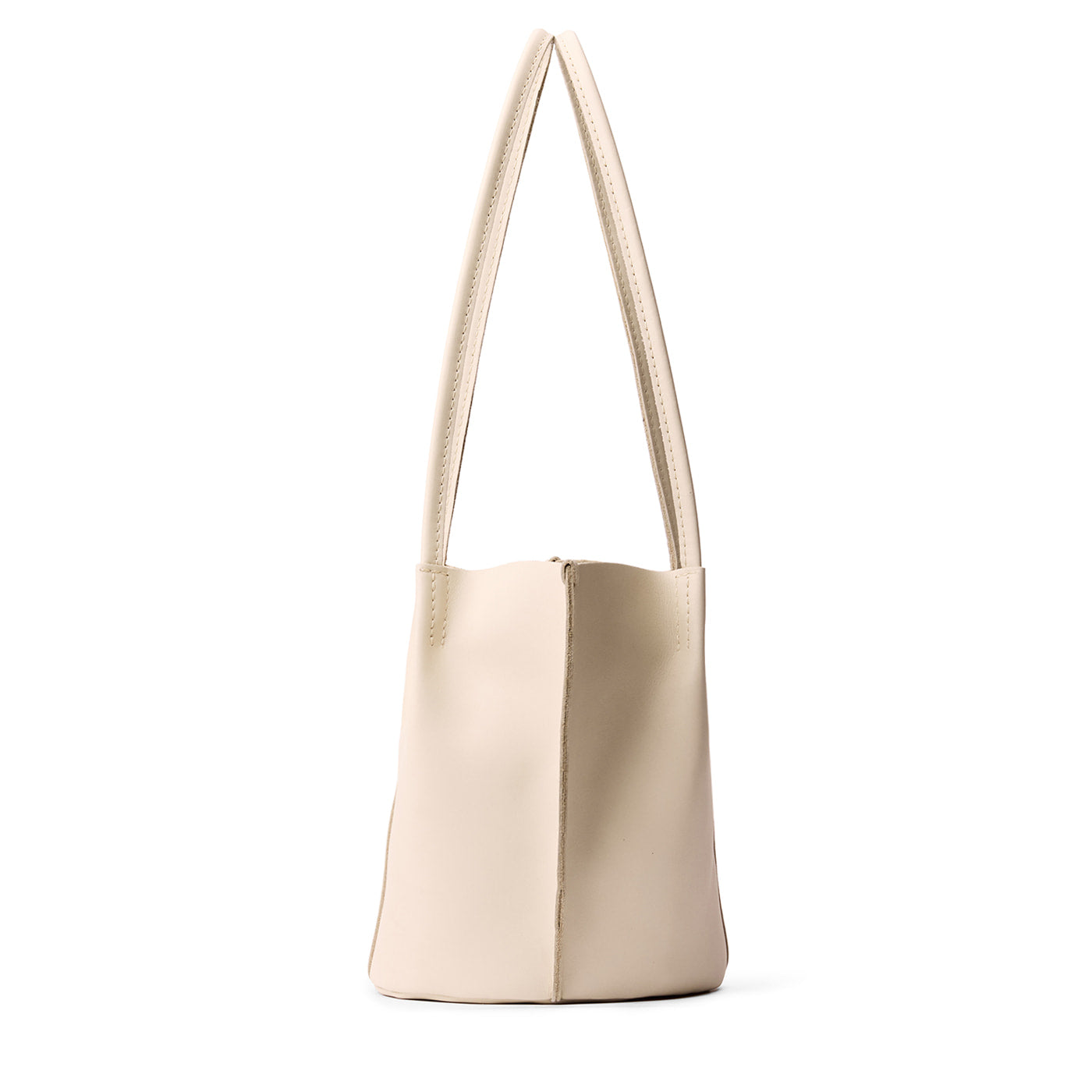 Bone*Small | Petite bucket shaped tote bag with matching leather handles