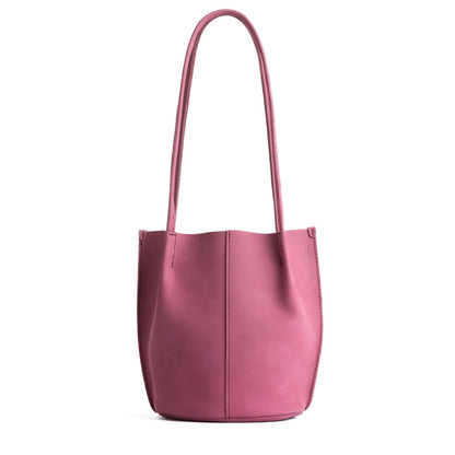 Foxglove*Small | Petite bucket shaped tote bag with matching leather handles