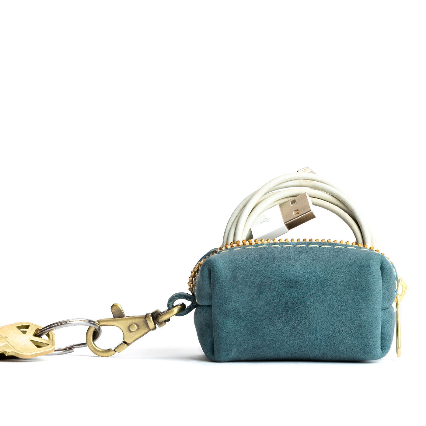 All Color: Aqua | Leather small keychain pouch