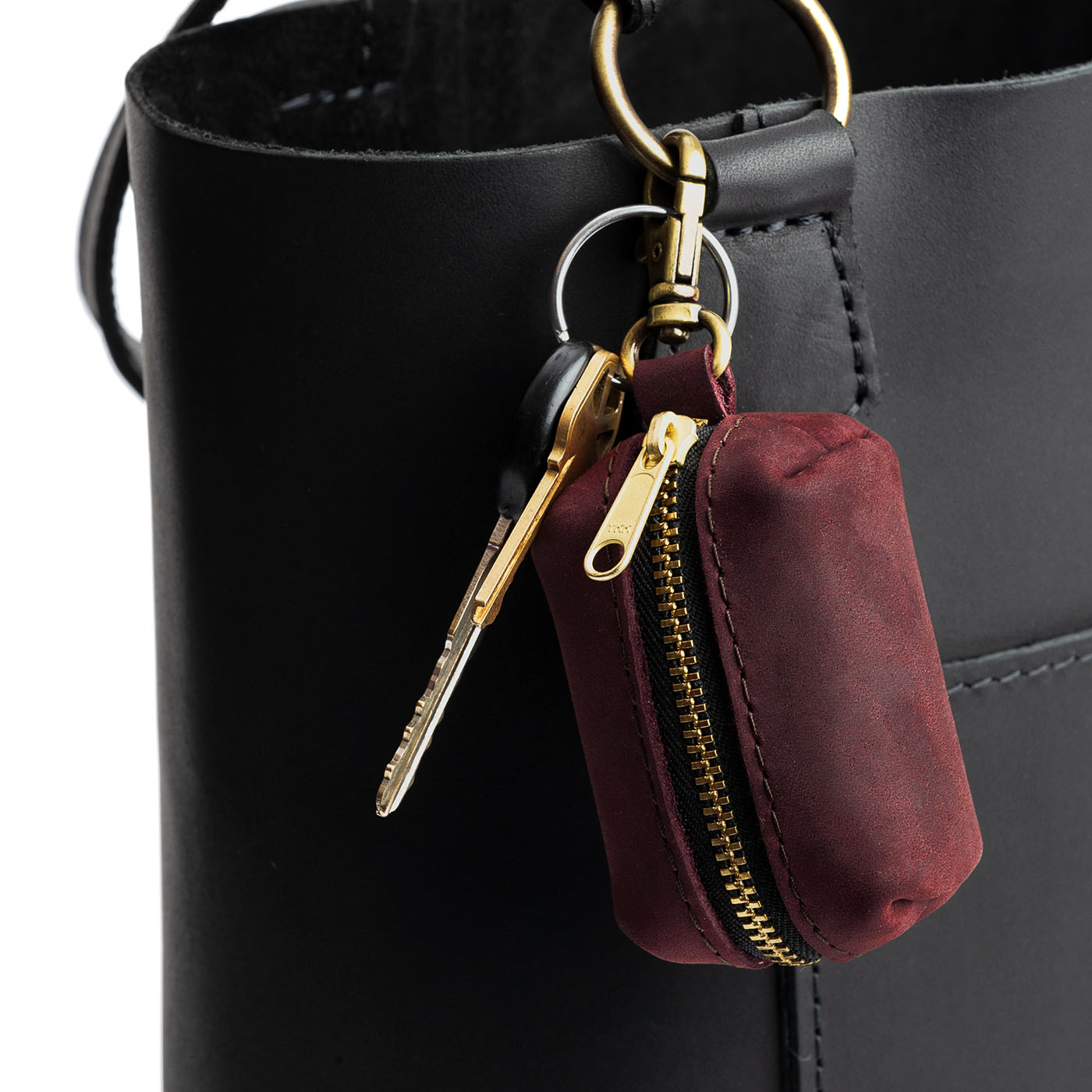 All Color: Merlot | Leather small keychain pouch