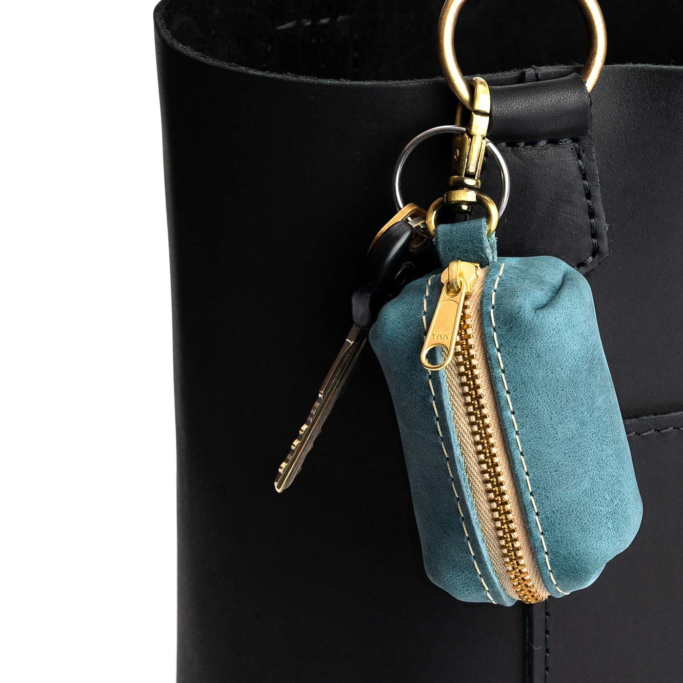 All Color: Aqua | Leather small keychain pouch