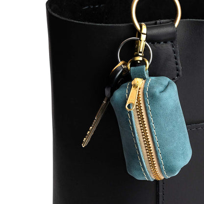 All Color: Aqua | Leather small keychain pouch