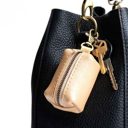 All Color: Champagne | Leather small keychain pouch