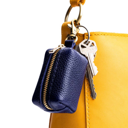 Cobalt | Leather small keychain pouch