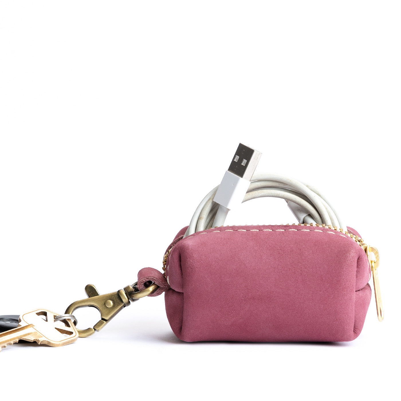 All Color: Foxglove | Leather small keychain pouch