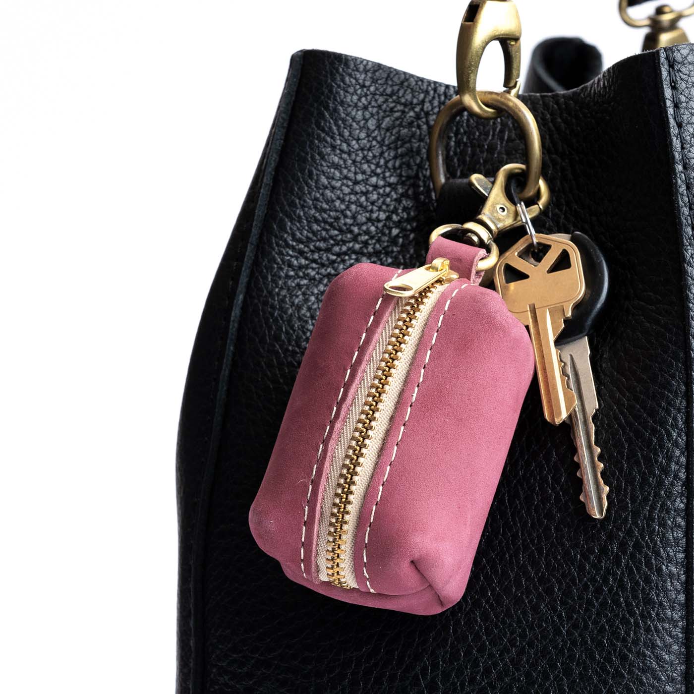 All Color: Foxglove | Leather small keychain pouch