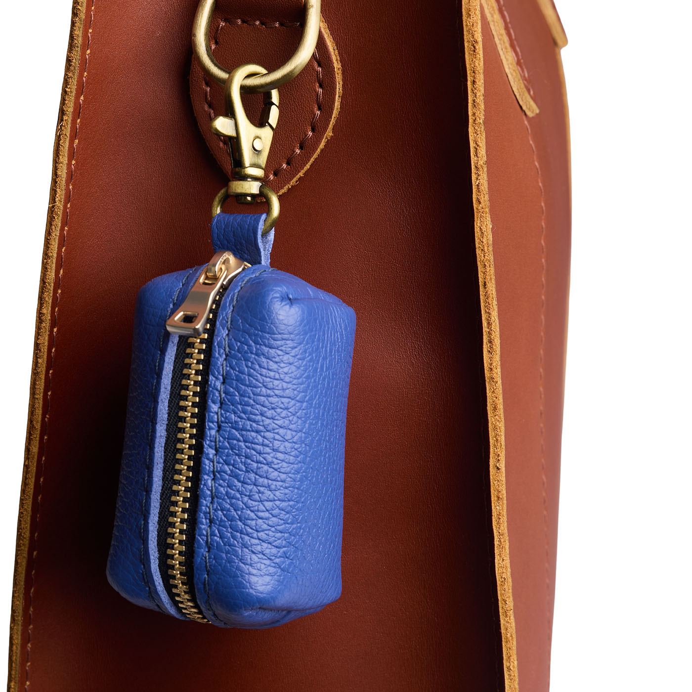 Molino Blue | Leather small keychain pouch