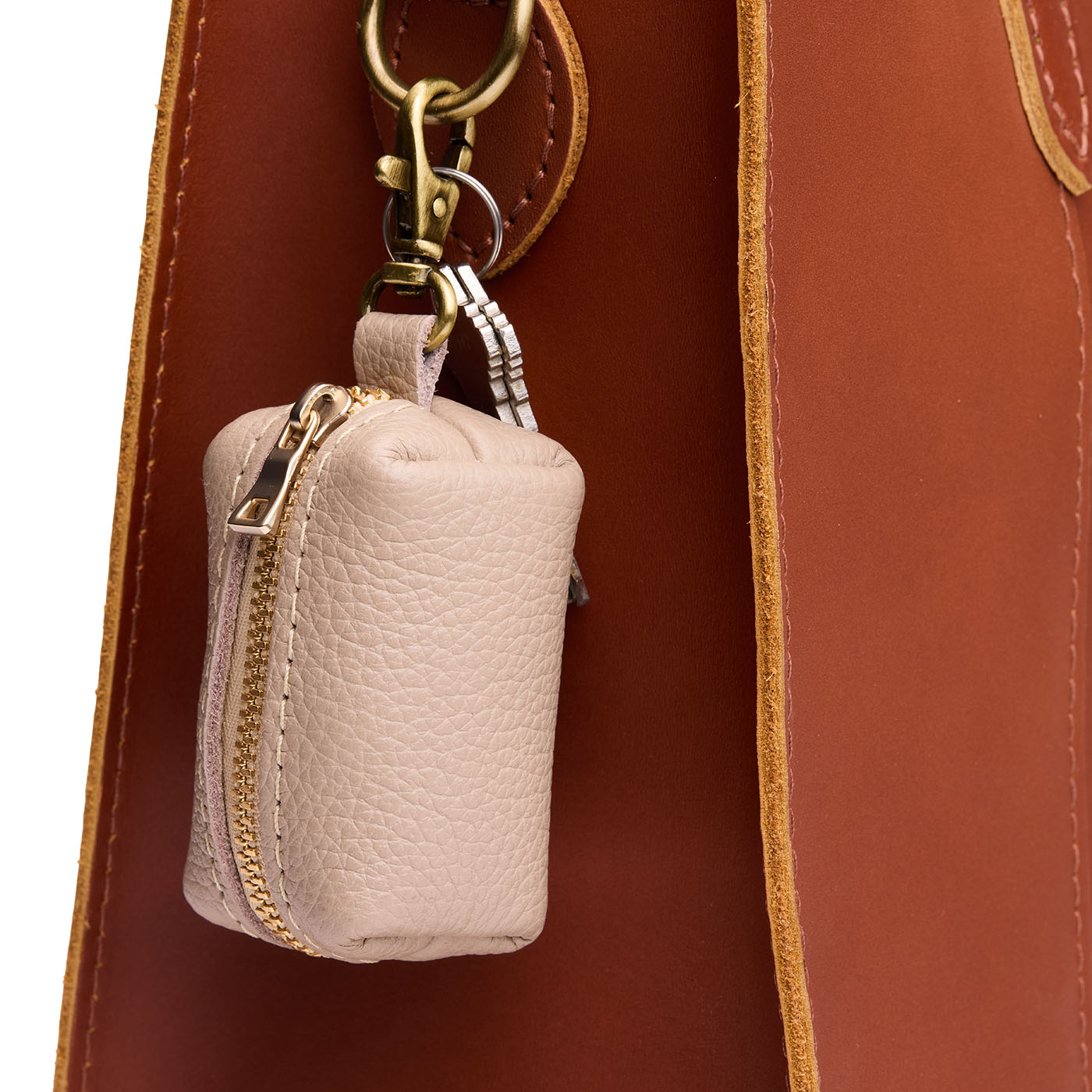 Oatmilk | Leather small keychain pouch