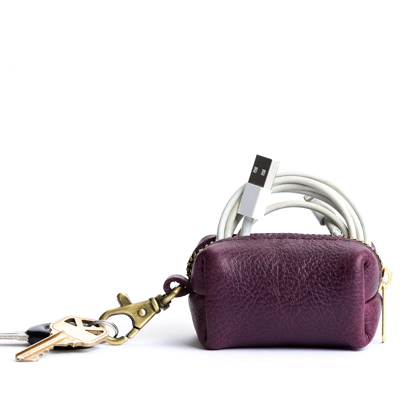 All Color: Plum | Leather small keychain pouch