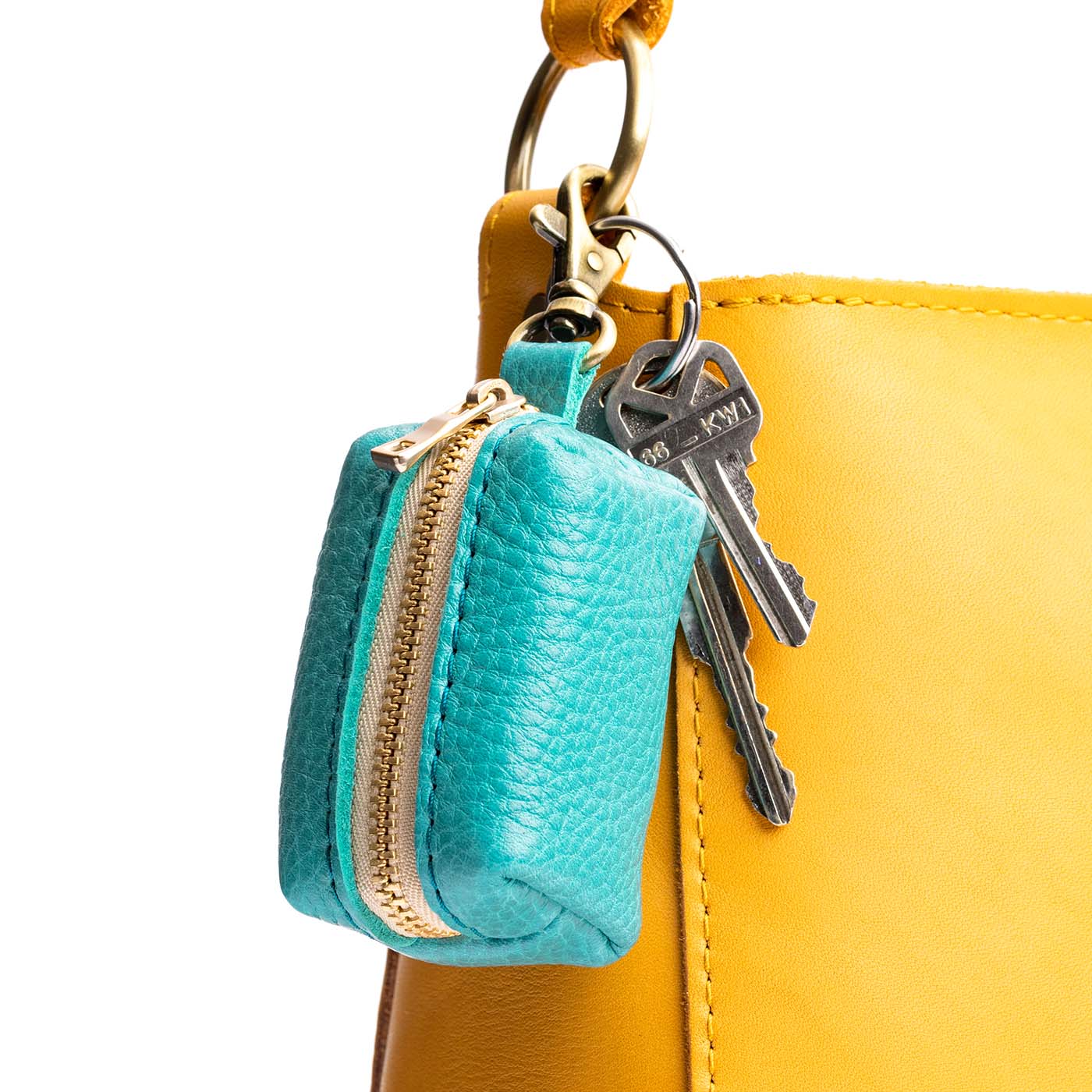 Seafoam | Leather small keychain pouch