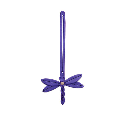 Amethyst | Dragonfly shaped leather charm tassel