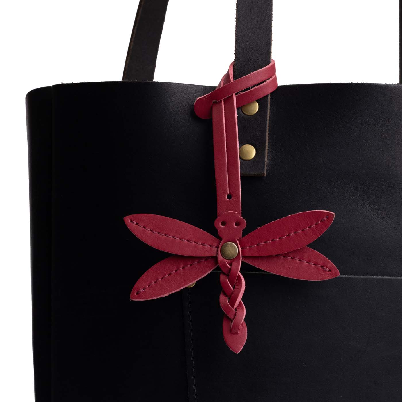 Berry Good | Dragonfly shaped leather charm tassel
