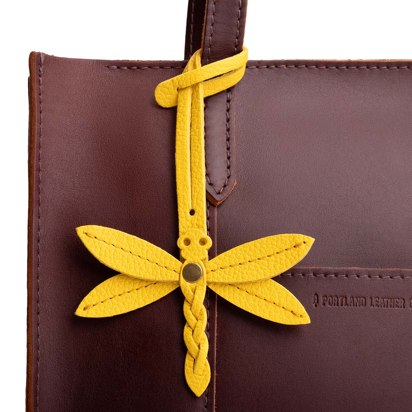 Canary | Dragonfly shaped leather charm tassel