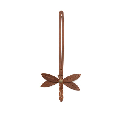 English Tan | Dragonfly shaped leather charm tassel