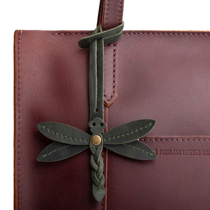 Evergreen | Dragonfly shaped leather charm tassel