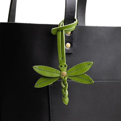 Green Apple | Dragonfly shaped leather charm tassel