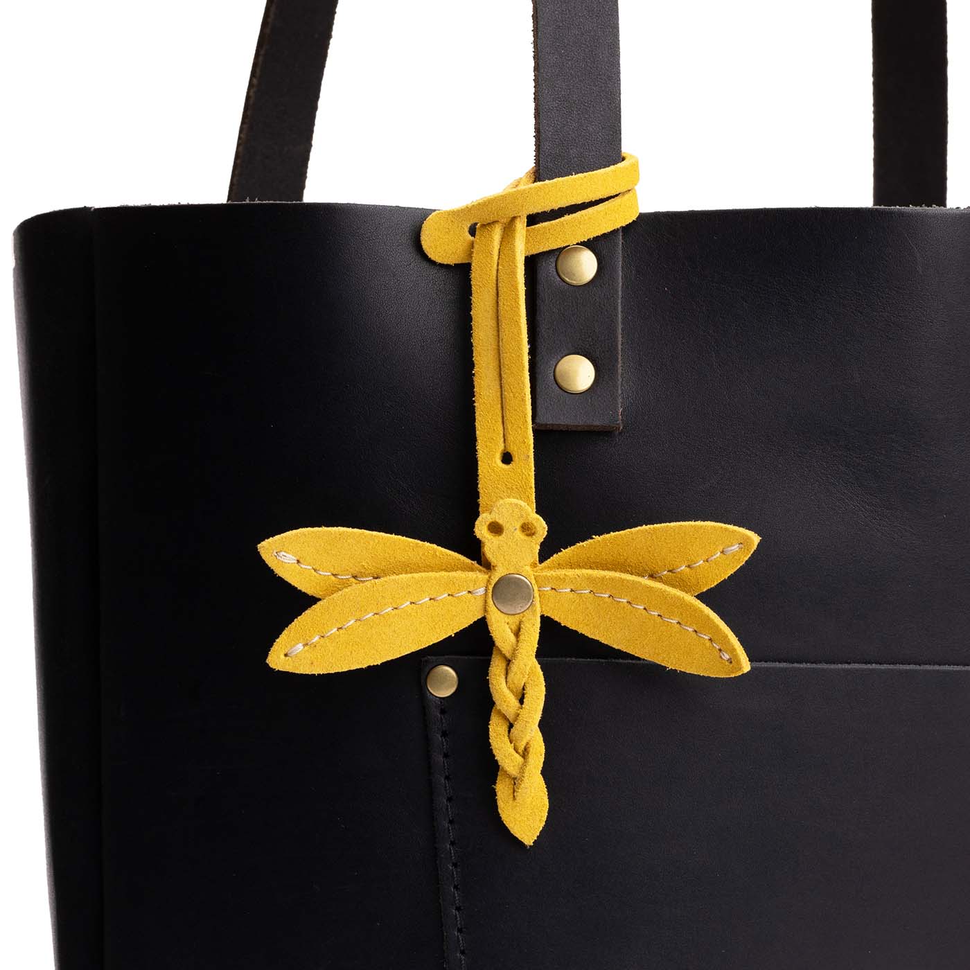 Hello Yellow | Dragonfly shaped leather charm tassel