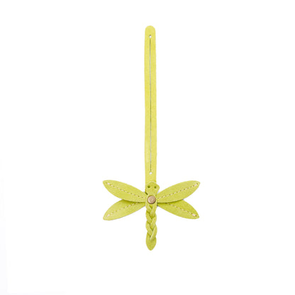 Lime | Dragonfly shaped leather charm tassel