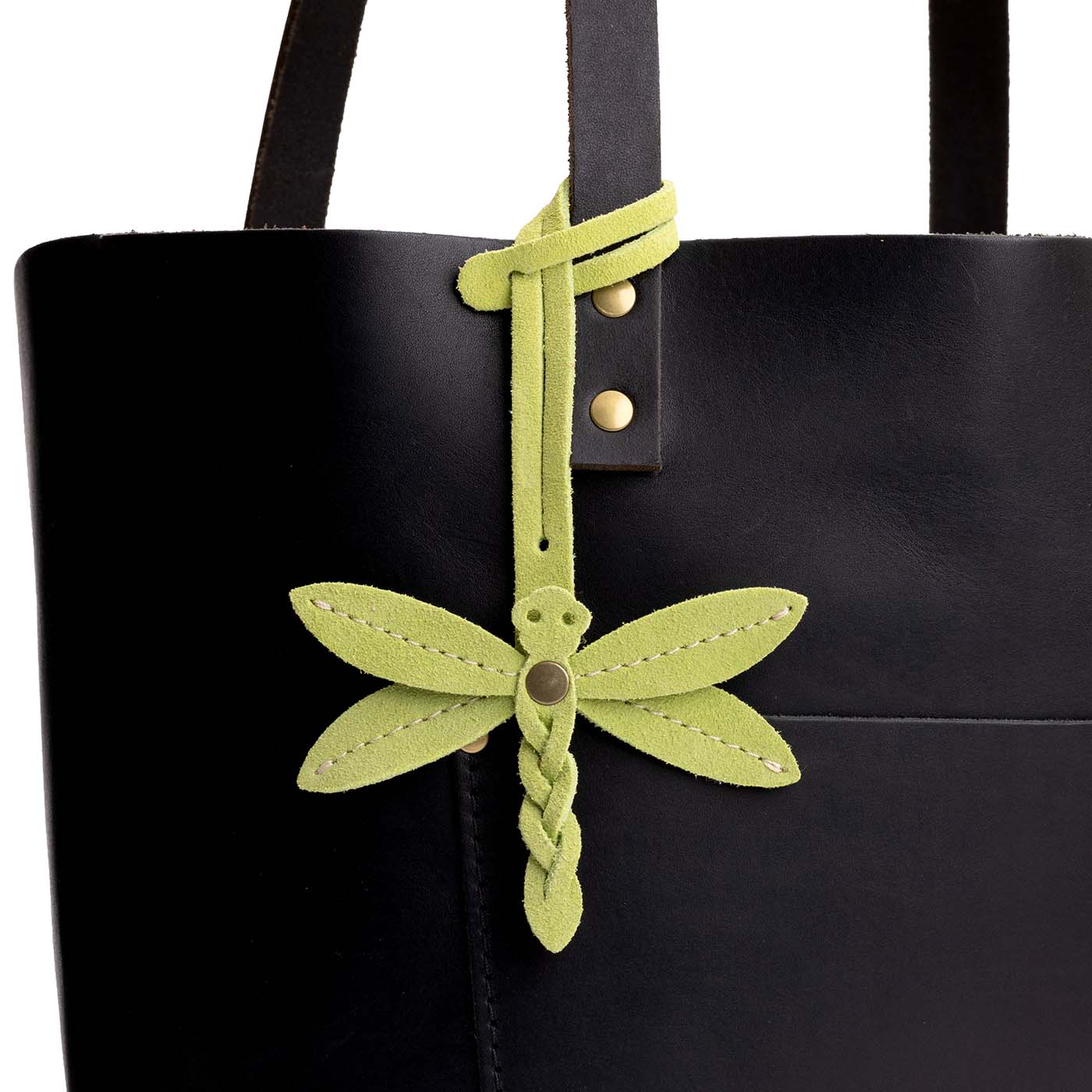 Lime | Dragonfly shaped leather charm tassel