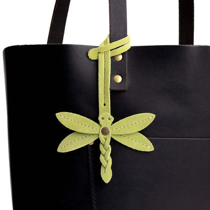 Lime | Dragonfly shaped leather charm tassel