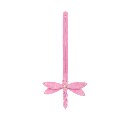 Pink Suede | Dragonfly shaped leather charm tassel