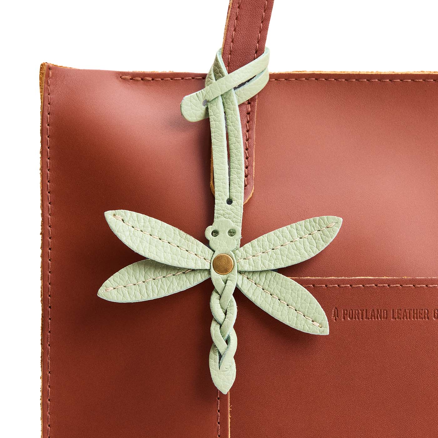 Pistachio | Dragonfly shaped leather charm tassel