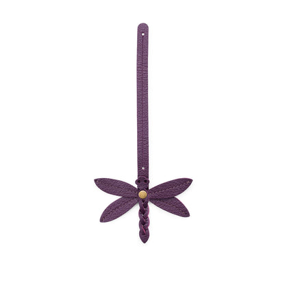 Plum | Dragonfly shaped leather charm tassel