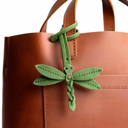 Succulent | Dragonfly shaped leather charm tassel
