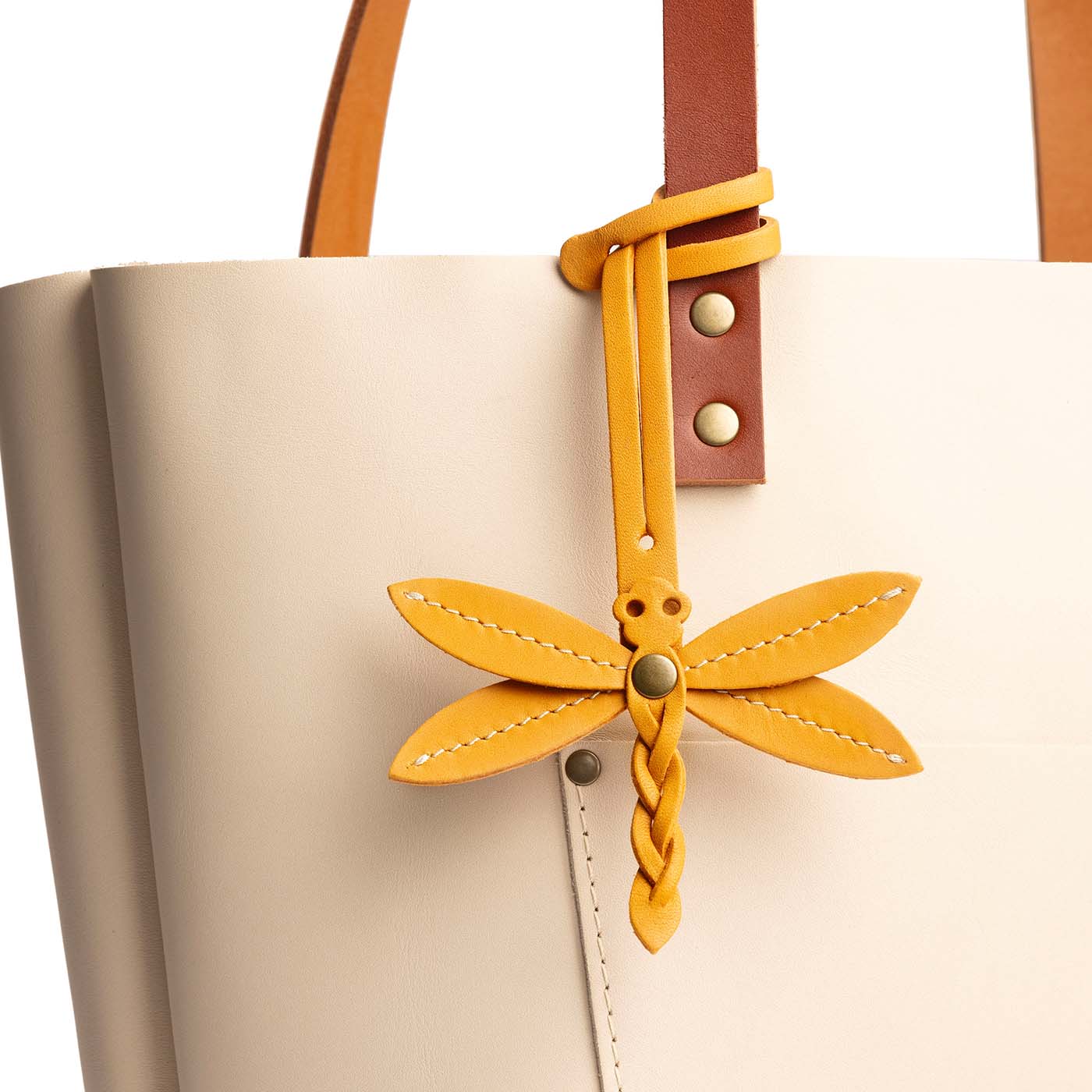 Sunflower | Dragonfly shaped leather charm tassel