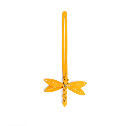 Turmeric | Dragonfly shaped leather charm tassel