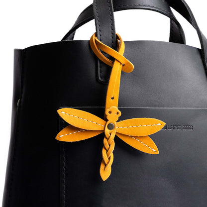 Turmeric | Dragonfly shaped leather charm tassel