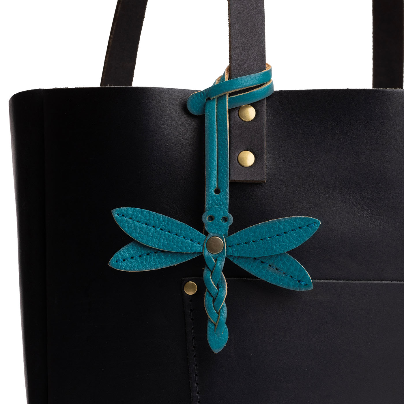 Turquoise | Dragonfly shaped leather charm tassel