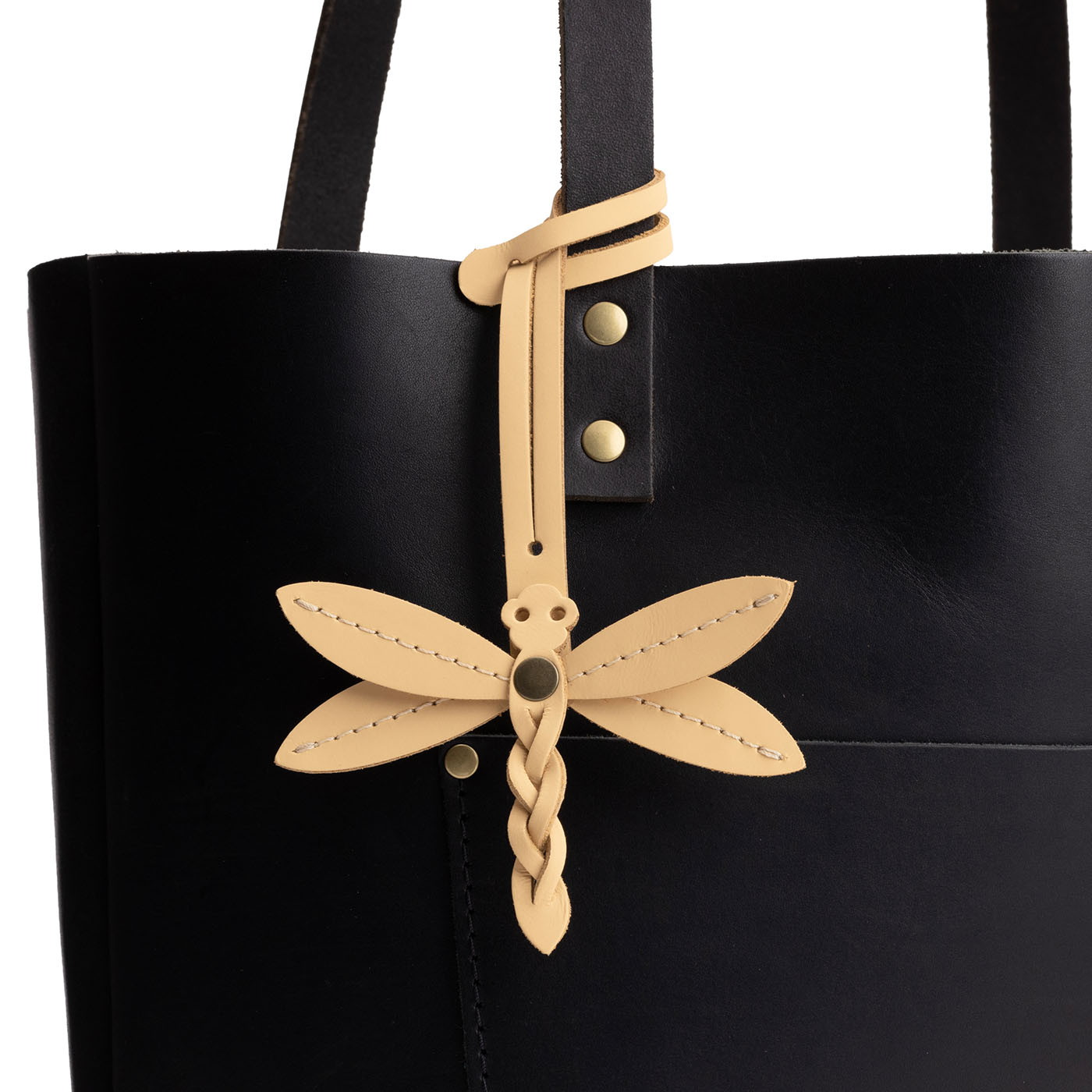 Vanilla | Dragonfly shaped leather charm tassel