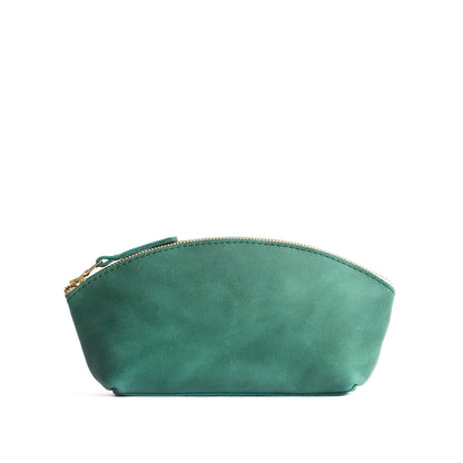 Surf*Eclipse | Spacious leather makeup bag with curved seams and top zipper