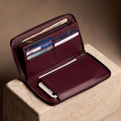 Hunter | Full zip around wallet open with card and storage pockets