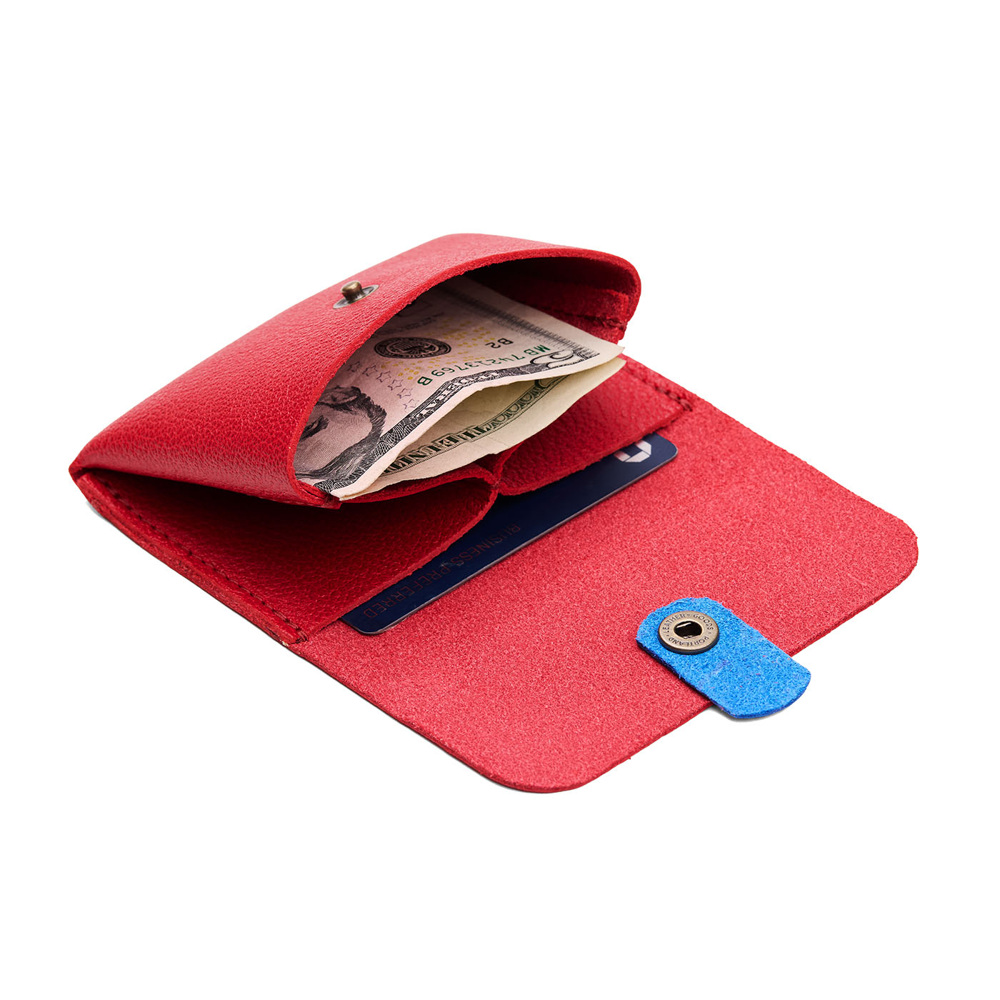 Cherry | Envelope snap wallet with contrast pull tab
