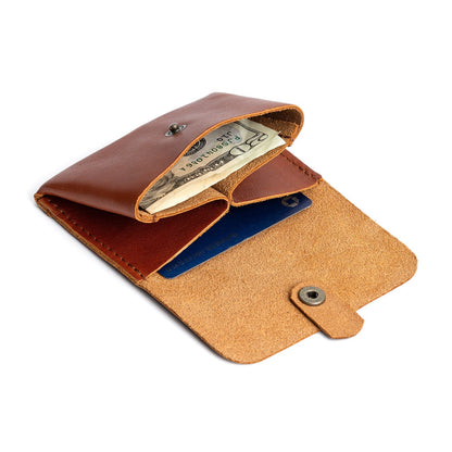 Chestnut | Envelope snap wallet with contrast pull tab