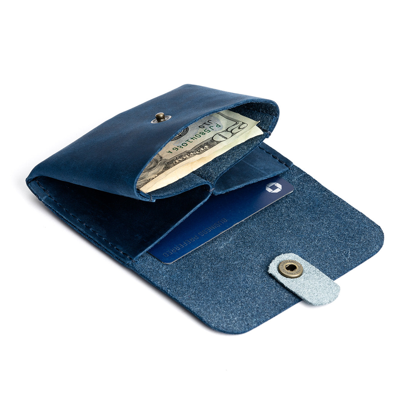 Deep Water | Envelope snap wallet with contrast pull tab