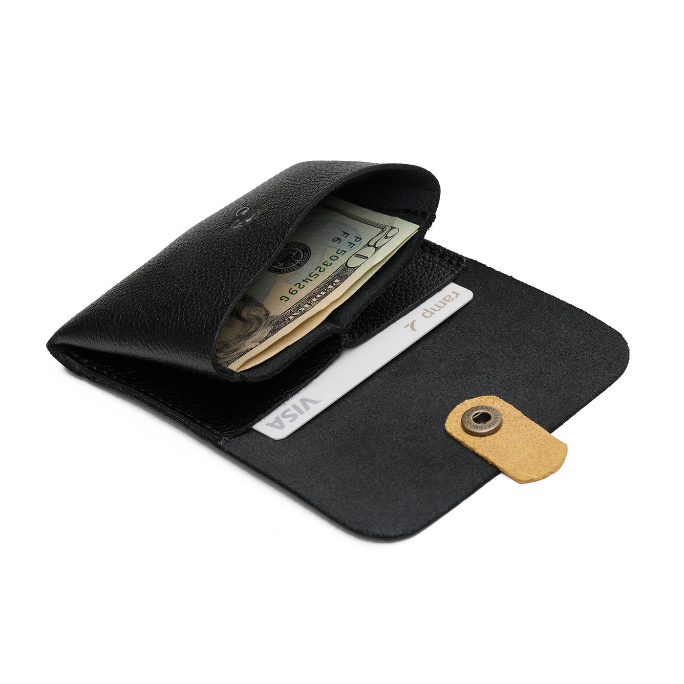 Pebbled--black | Envelope snap wallet with contrast pull tab