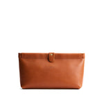 Honey | Leather pouch with frame top closure and leather pull tab
