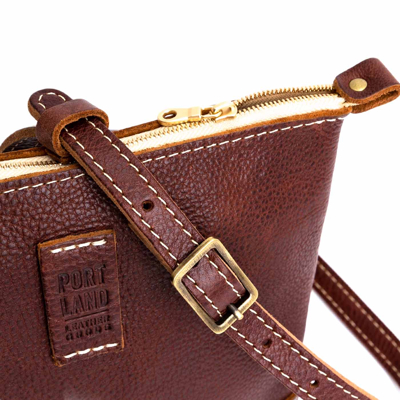 Nutmeg | Small rectangular crossbody purse with top zipper and interior pocket