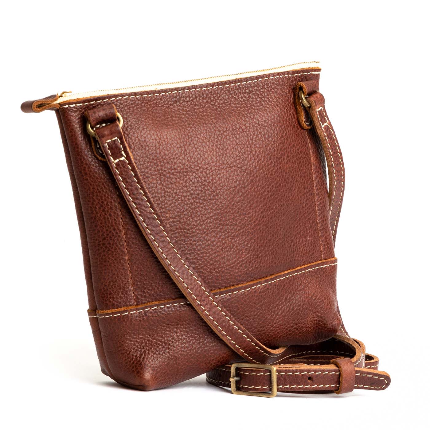 Nutmeg | Small rectangular crossbody purse with top zipper and interior pocket