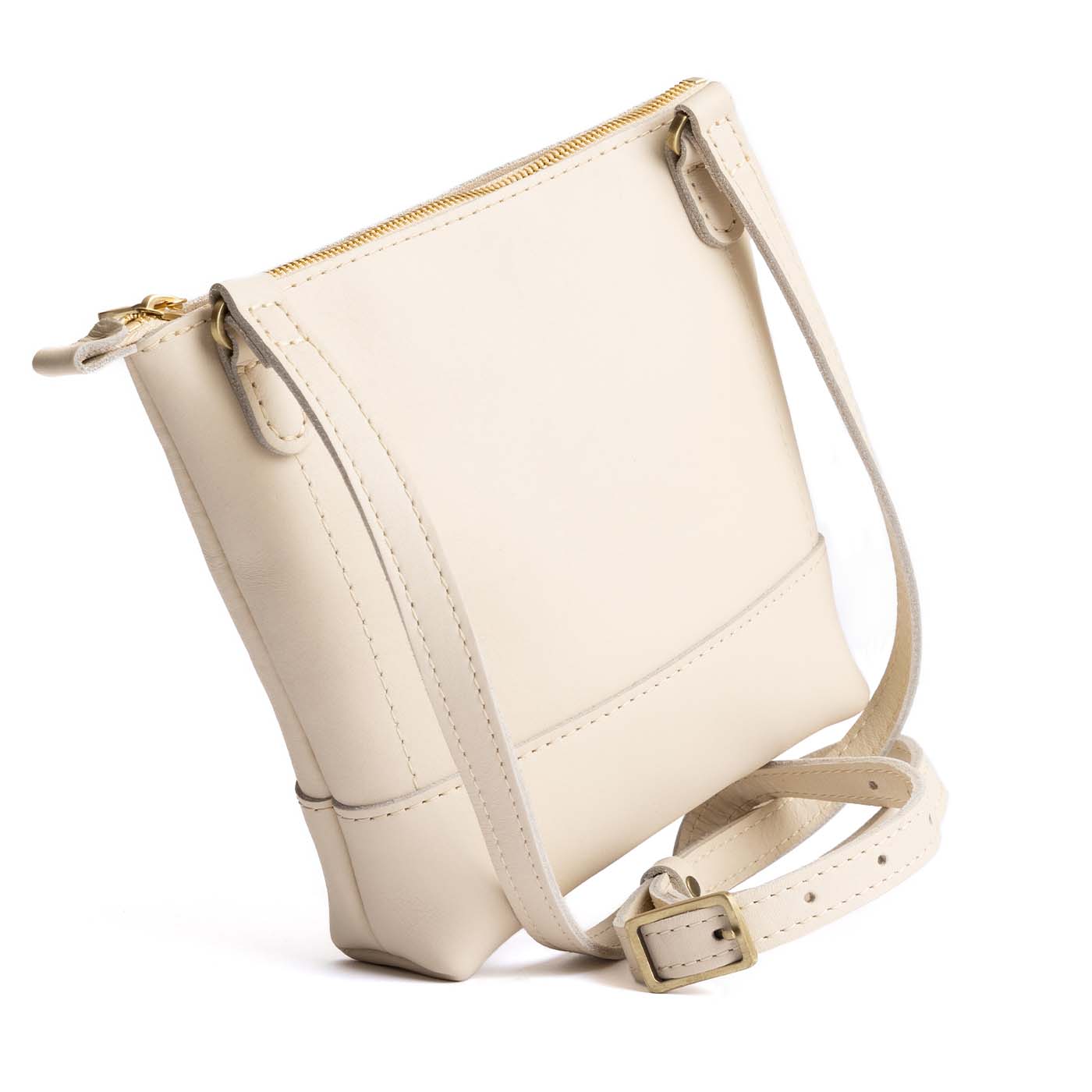 Bone | Small rectangular crossbody purse with top zipper and interior pocket