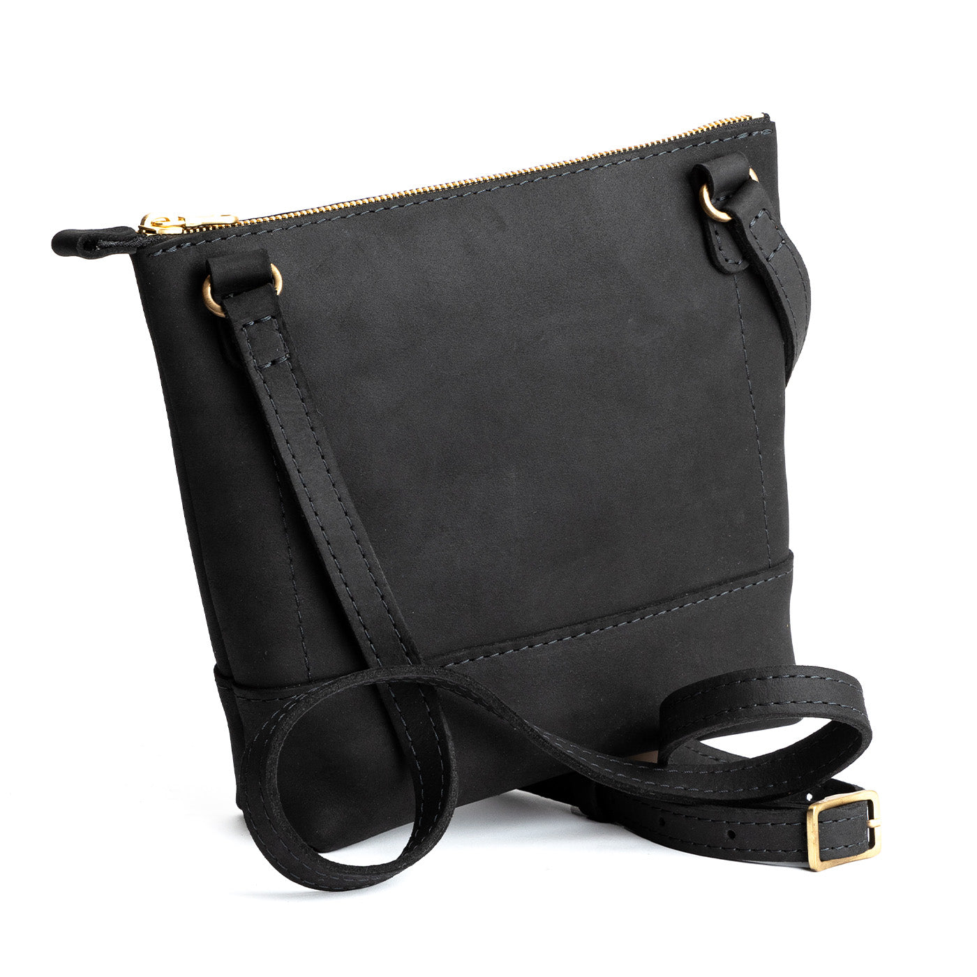 Shadow Black | Small rectangular crossbody purse with top zipper and interior pocket